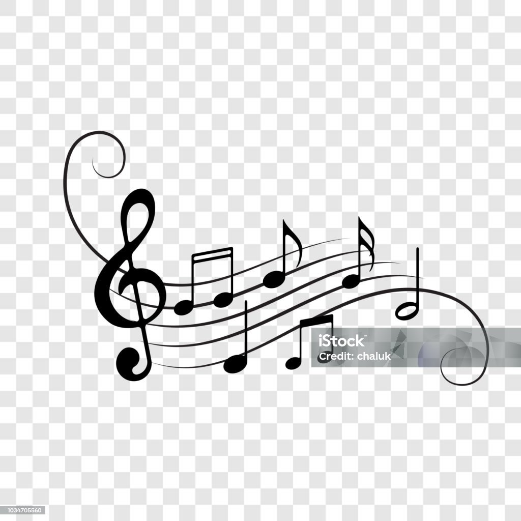 Music notes background. Vector note staff flow decoration for musical concert, jazz or orchestra design element Musical Note stock vector