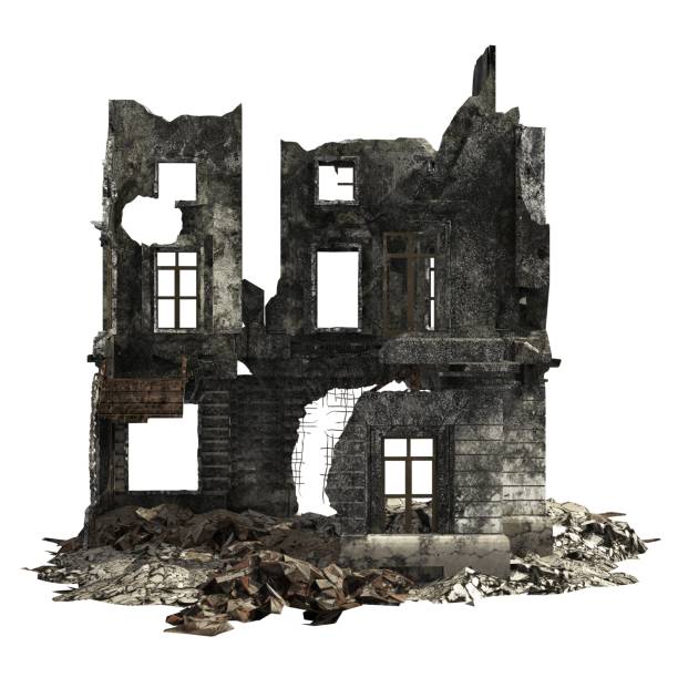Ruined Building Isolated On White 3D Illustration 3D Illustration Ruined Building Isolated On White the ruined city stock pictures, royalty-free photos & images