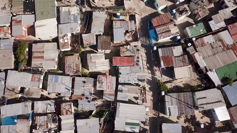 Aerial view over township in South Africa