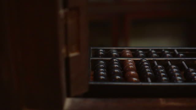 Abacus and old Chinese wood cabinet background