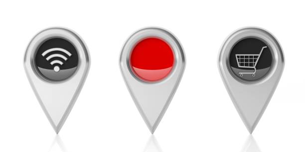 istock 3d rendering wifi, map and cart symbols 1034718890