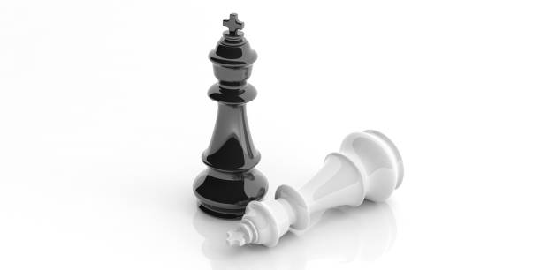흰색 바탕에 3d 렌더링 체스 킹스 - chess mate 뉴스 사진 이미지