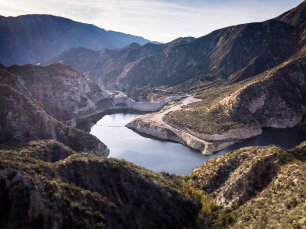 Big Tujunga Dam- Aerial Drone shot stock photo