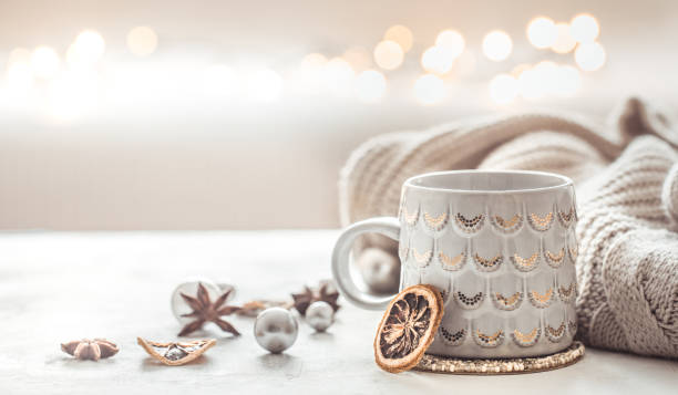 istock cozy winter composition with a cup and sweater 1034719348