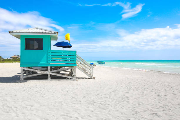 Venice Beach Florida turquoise lifeguard hut beach hut photos stock pictures, royalty-free photos & images