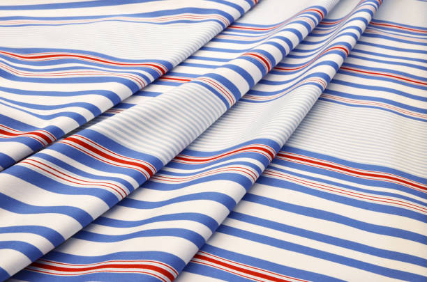 istock Denim fabric in red - white - blue stripes 1034722044