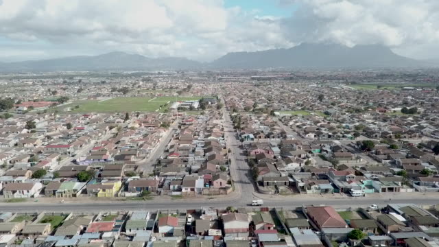 Aerial view over township in South Africa
