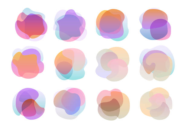 абстрактные витой волнистые градиент цветные универсальные формы набор - round shape stock illustrations