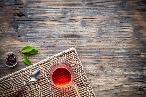 istock Flat lay view of cup of tea 1034744002
