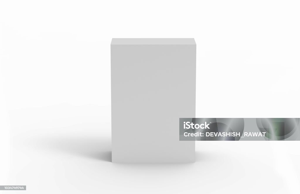 White Packaging Box Box - Container, Cube Shape, Model - Object, Shape, Crate Box - Container Stock Photo