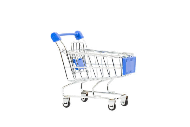 istock Shopping cart with blue handle on white background 1034753242