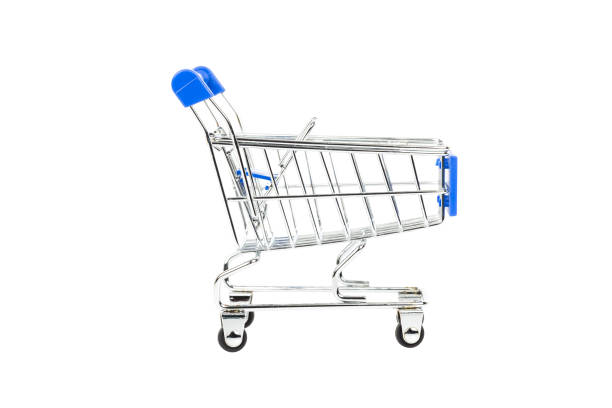 istock Shopping cart with blue handle on white background 1034753260