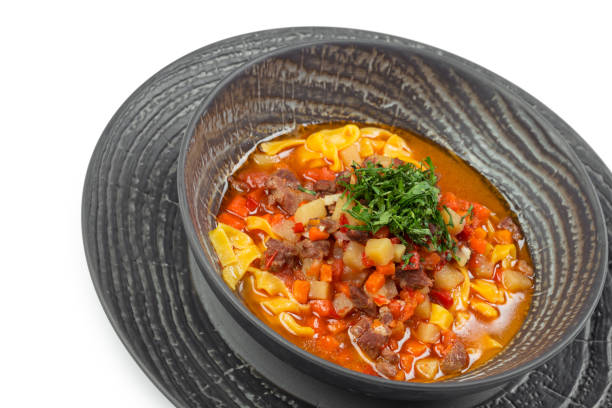 istock Plate of vegetable soup with meat 1034761452