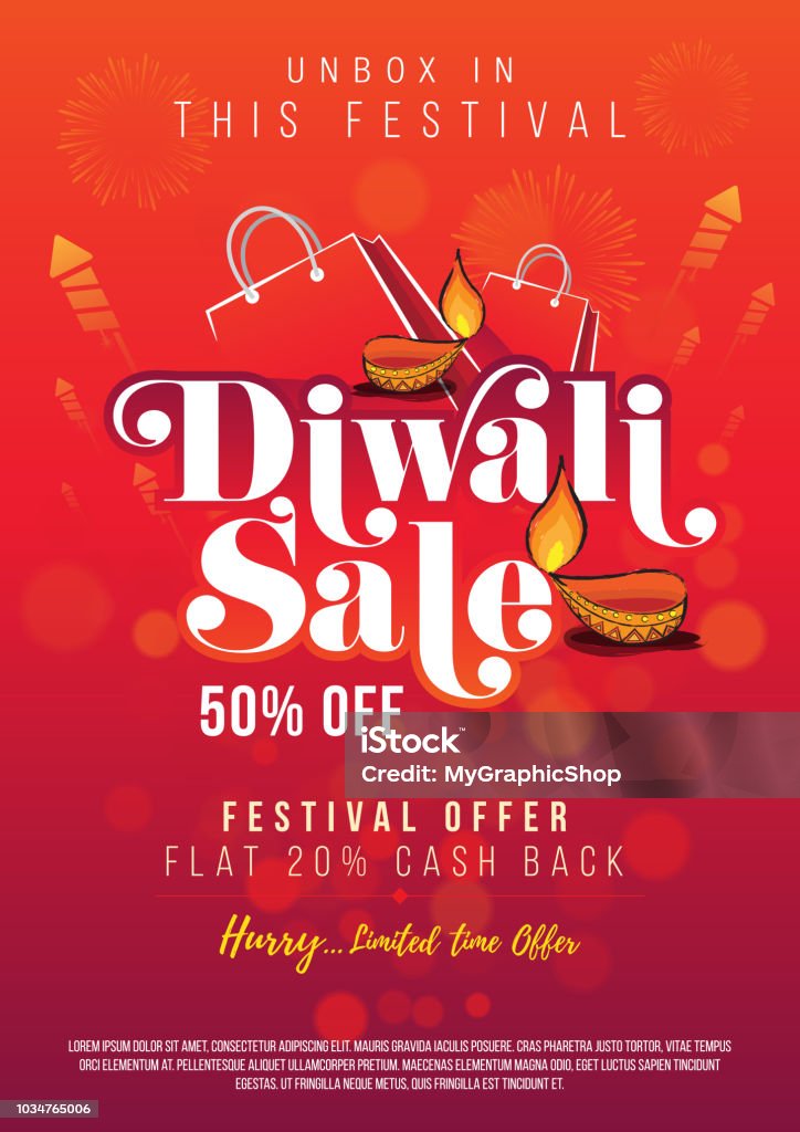 Diwali-fest Verkauf Flyer Design Layout Vorlage A4 Postergröße - Lizenzfrei Diwali Vektorgrafik