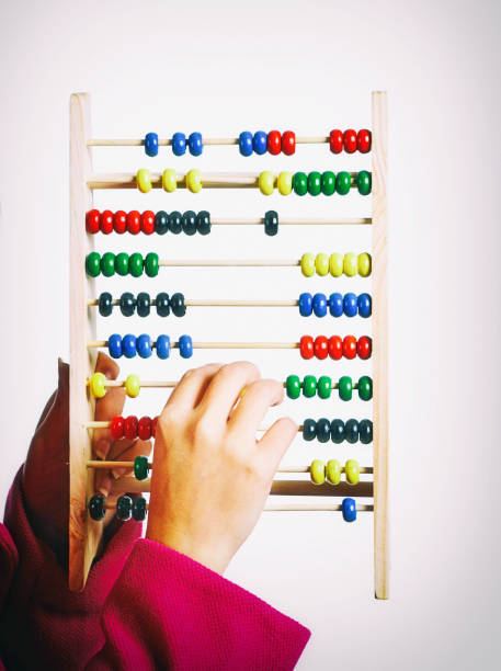 istock Female hands operating a colorful  abacus 1034765066