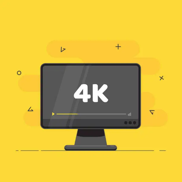 Vector illustration of Screen resolution. Trendy flat vector on yellow background.