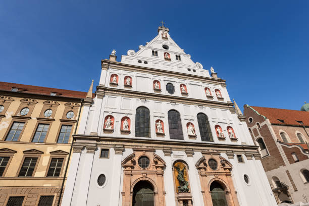 Michaelskirche (St. Michael Kirche) - Facade of the church of St. Michael the Archangel in the historical center of Munich, Bavaria, Germany