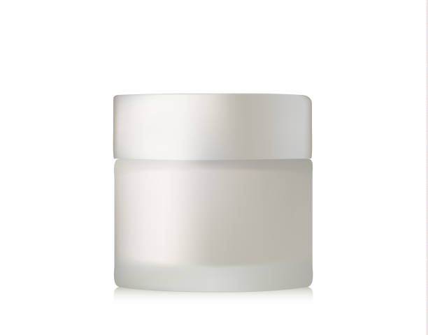 istock Face Cream Pearl Silver Jar. Realistic blank cosmetics container for skin care essence. Facial cream box isolated on white background. 1034782690