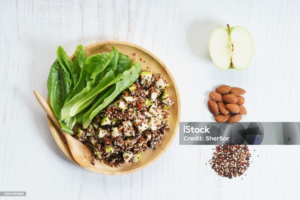 quinoa salad quinoa salad with green apple and nut, healthy food concept Quinoa Stock Photo