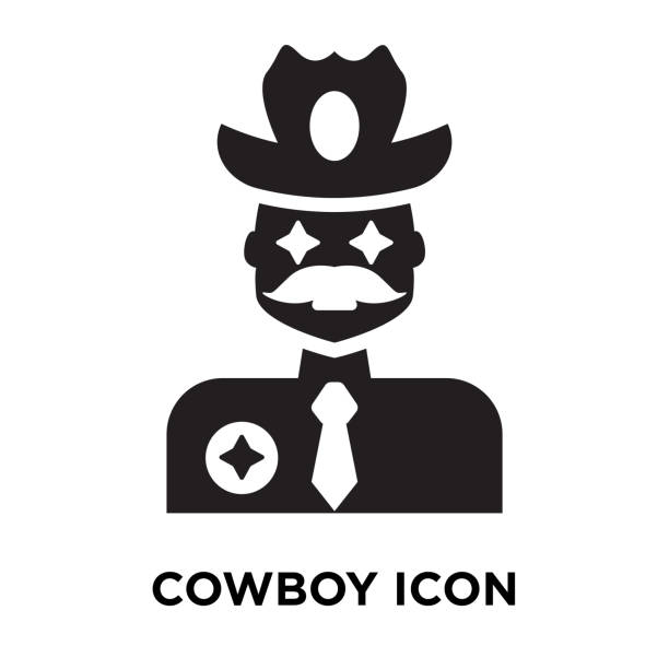 illustrations, cliparts, dessins animés et icônes de vecteur d’icône cow-boy isolé sur fond blanc, notion de logo de cowboy signer sur fond transparent, noir rempli de symbole - animal skull cow animal black background