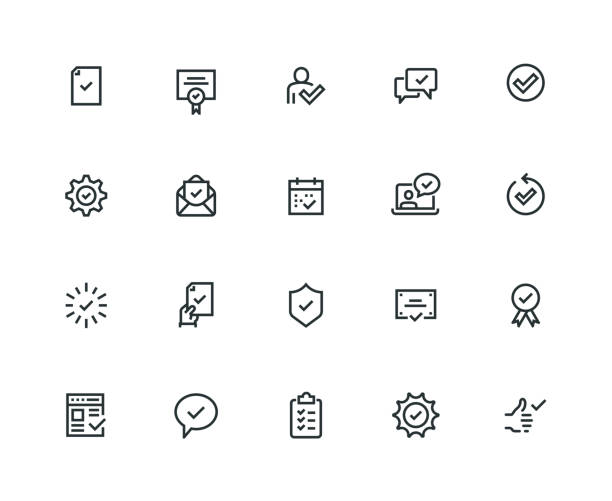 icon-set - dicke linie serie zu genehmigen - auftragen stock-grafiken, -clipart, -cartoons und -symbole