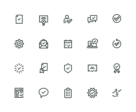 Approve Icon Set - Thick Line Series