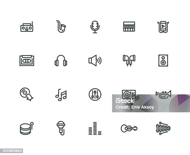 Music Icon Set Thick Line Series Stock Illustration - Download Image Now - Icon Symbol, Music, Musical Note