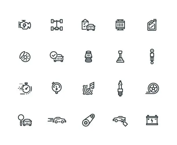 Vector illustration of Car Features Icon Set - Thick Line Series