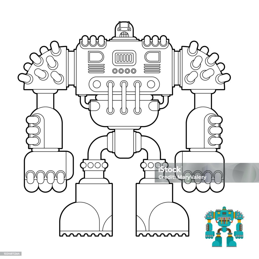 Robot Coloring book. Cyborg warrior future for children. Vector illustration Animal stock vector