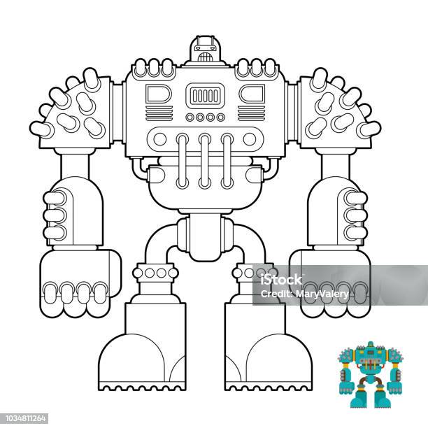 Robot Coloring Book Cyborg Warrior Future For Children Vector Illustration Stock Illustration - Download Image Now