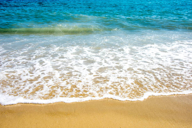 istock Soft wave of ocean on the sandy beach 1034812032