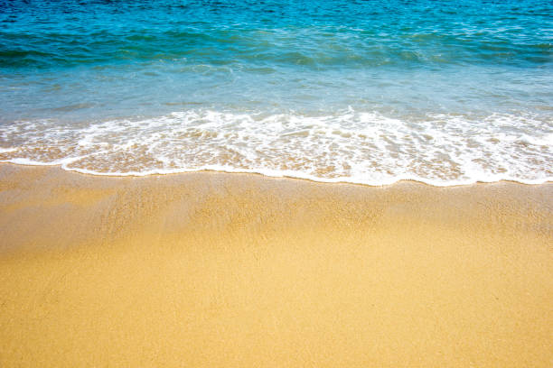 istock Soft wave of ocean on the sandy beach 1034812482