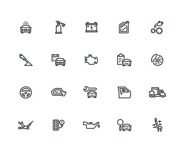 Vector illustration of Car Service Icon Set - Thick Line Series
