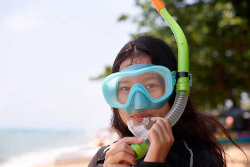 Cropped portrait of an attractive young woman wearing her snorkelling gear at the beach