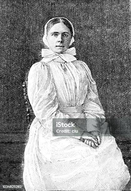 Portrait Of A Nurse Martha Postler Stock Illustration - Download Image Now - Archival, Black And White, History