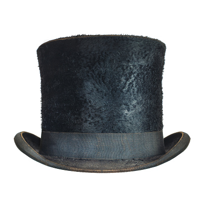 Sombrero antiguo caballero negro aislado en blanco photo