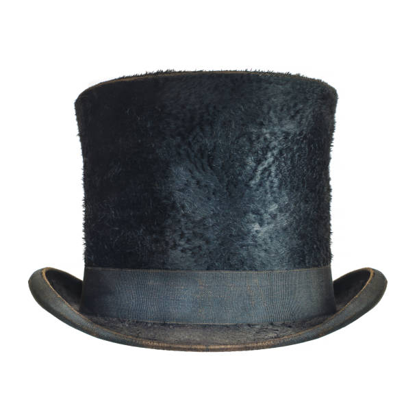 Antique black gentleman hat isolated on a white background