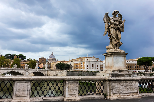 Angel Statue on the Aelian Bridge in Rome, Italy