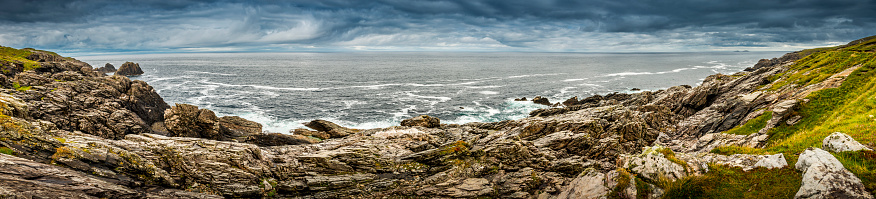 A scenic view of rocky coastline of Ribeira da Janela, Madeira, Portugal