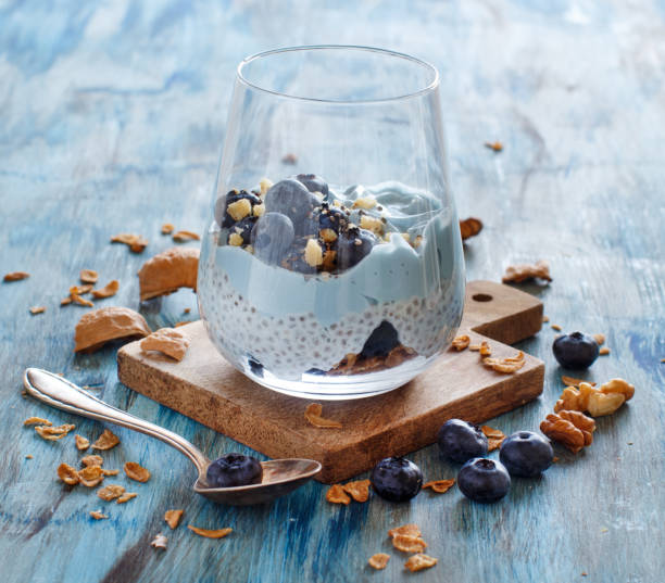 istock Blueberries and yogurt chia pudding parfait 1034860816