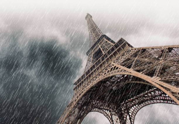 istock Dramatic Sky during heavy Rain and Eiffel Tower in Paris 1034869584