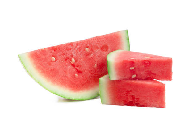 istock Slice of watermelon on white background 1034888944