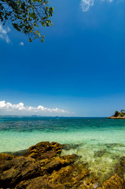 istock Beautiful tropical beach at sunny day with blue sky background 1034893772