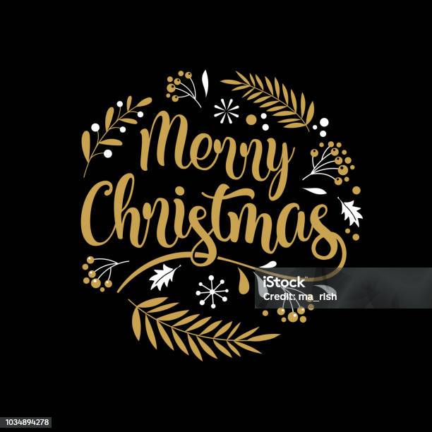 Merry Christmas Background With Typography Lettering Greeting Card Banner And Poster Stock Illustration - Download Image Now