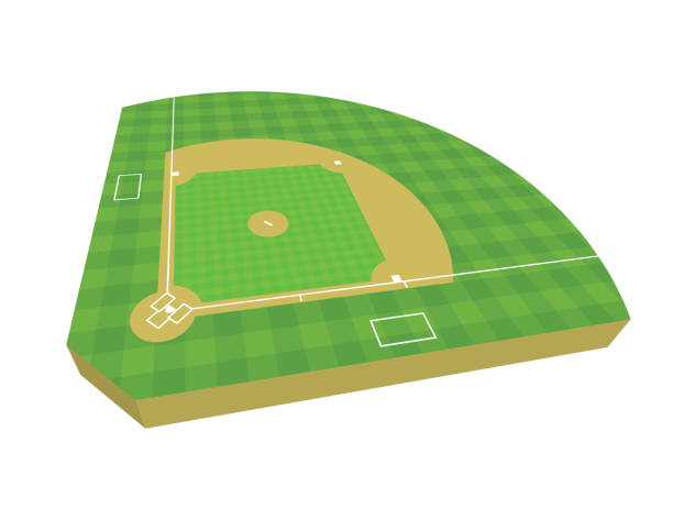 3d бейсбол поле иллюстрация - baseball diamond stock illustrations