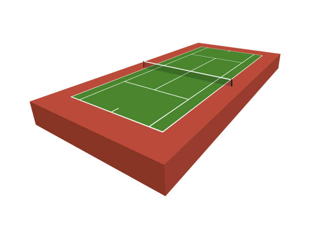 ilustrações de stock, clip art, desenhos animados e ícones de 3d tennis court illustration - tennis court aerial view vector