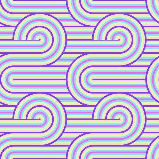 abstrakte vektormuster nahtlose op-art. bunte pop-art, grafische ornament. optische illusion der 70er jahre. - mod stock-grafiken, -clipart, -cartoons und -symbole