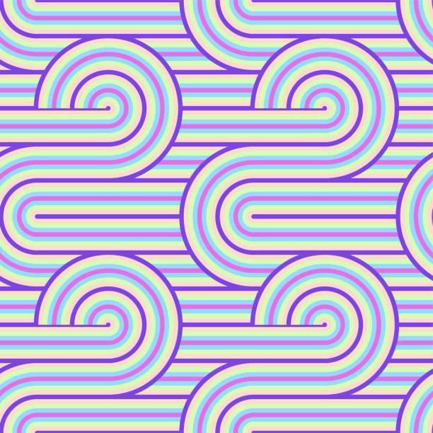 Abstract vector seamless op art pattern. Colorful pop art, graphic ornament. Optical illusion 70s. Abstract vector seamless op art pattern. Colorful pop art, graphic ornament. Optical illusion 70s illusion pattern circle image created 1960s stock illustrations