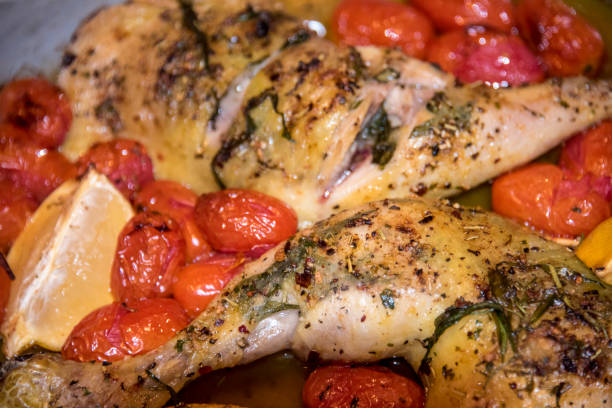 Grilled Chicken breast stuffed with tomatoes, garlic and basil