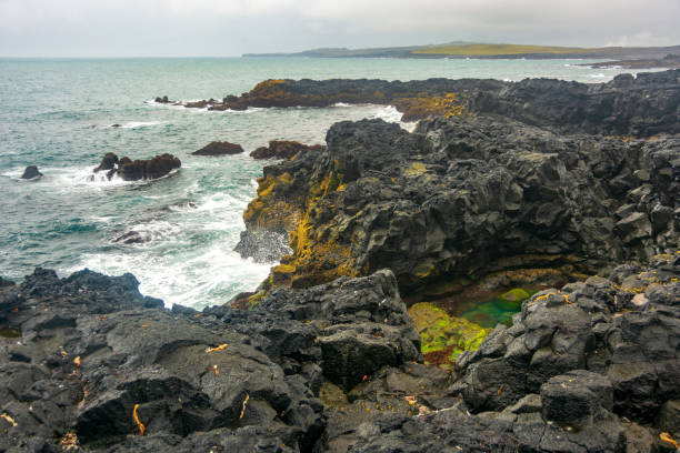 istock Brimketill naturally carved pool and lava 1034913192